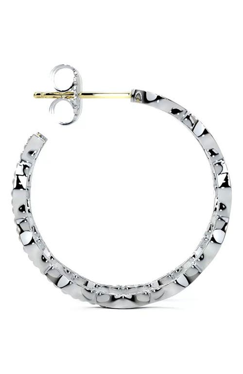 Lagos Sterling Silver Caviar Spark Diamond Wavy Medium Hoop Earrings In Silver