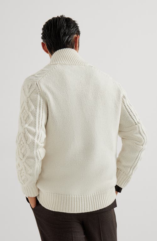 Brunello Cucinelli Cashmere Cardigan With Cable Knit Design In Brown