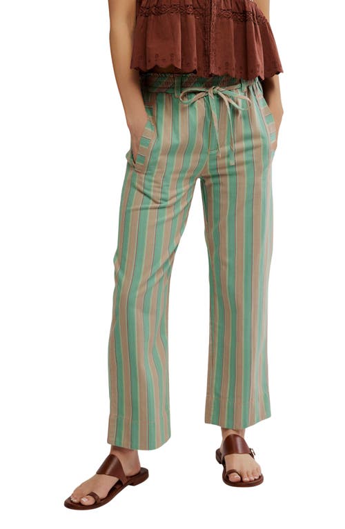 Free People Marielle Stripe Cotton Drawstring Pants In Green