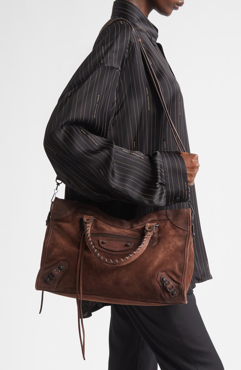 Balenciaga Medium Le City Suede Satchel, Alternate, color,
