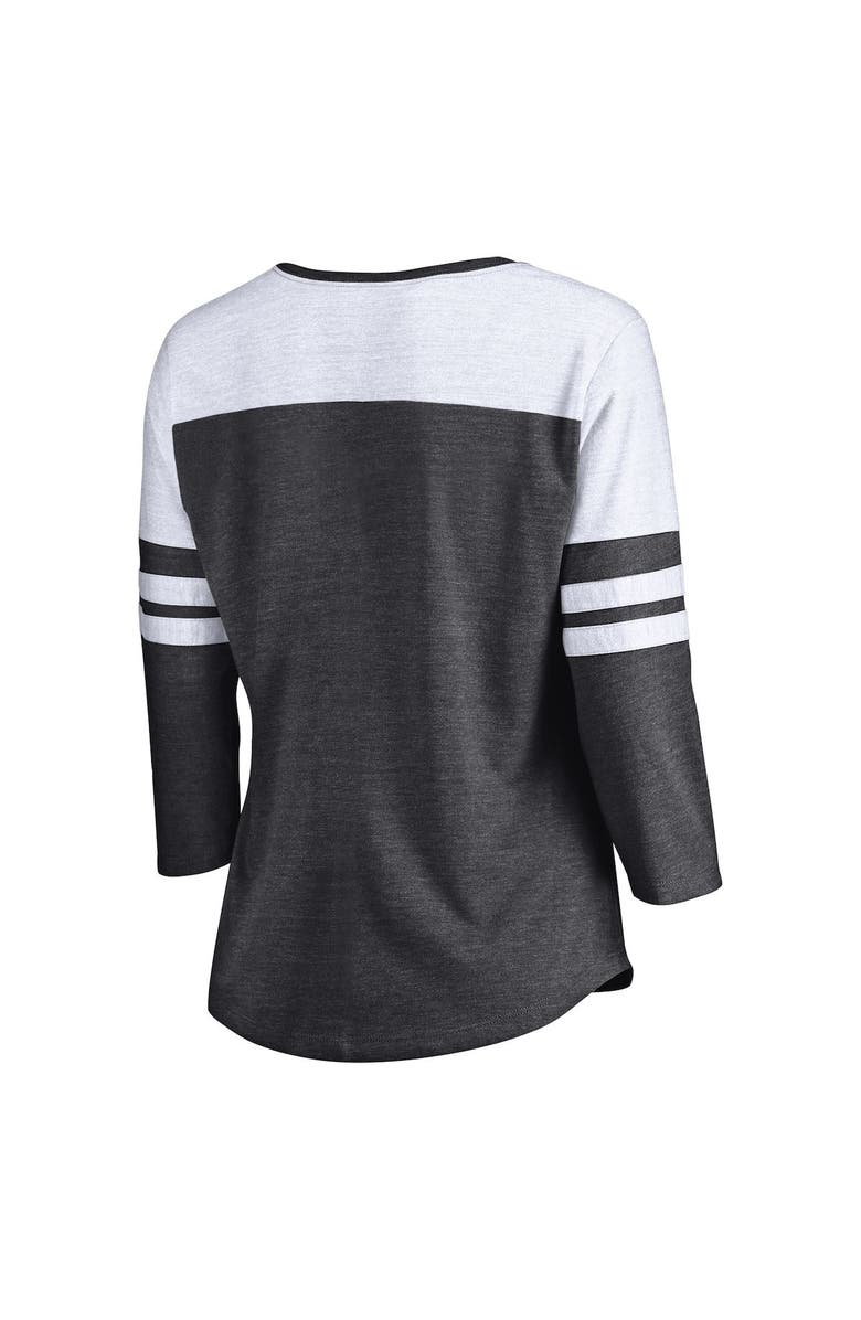 FANATICS Women's Fanatics Branded Heathered Charcoal Los Angeles Rams Super Bowl LVI Bound Classic Play Stripe 3/4-Sleeve Scoop Neck T-Shirt, Alternate, color, 