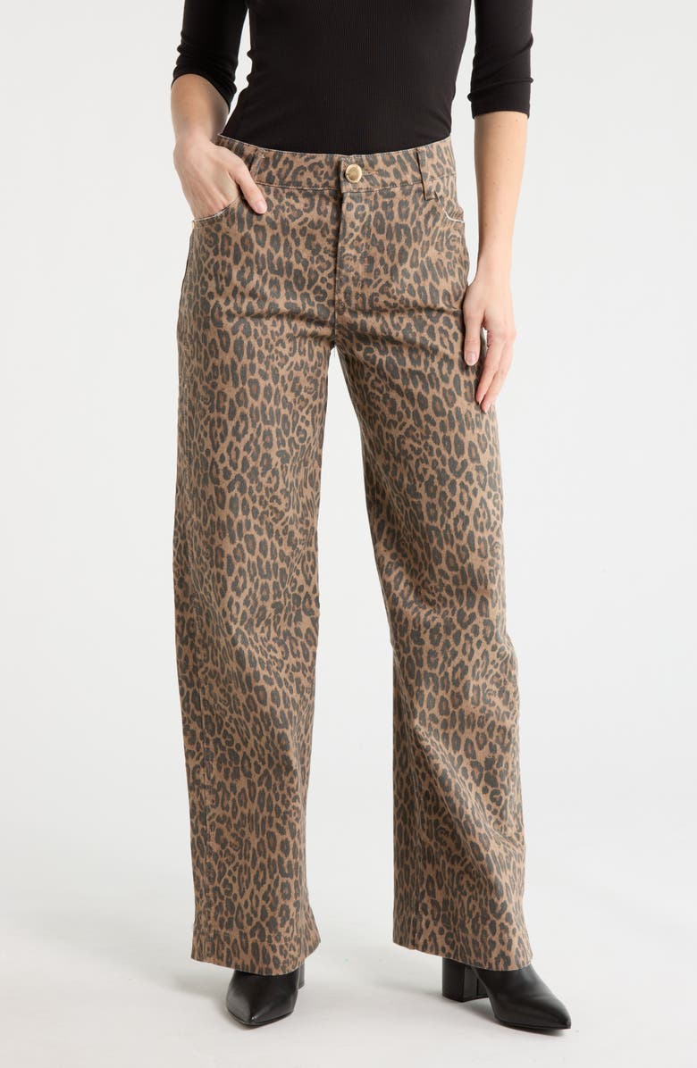 Democracy Leopard Print Wide Leg Jeans, Main, color, Brown/ Black Multi