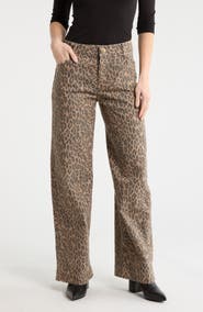 Democracy Leopard Print Wide Leg Jeans