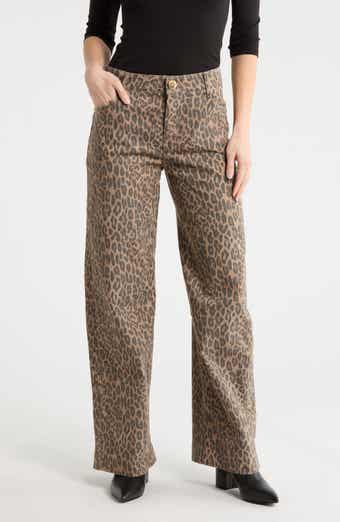 Democracy Leopard Print Wide Leg Jeans