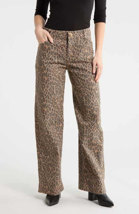 Democracy Leopard Print Wide Leg Jeans