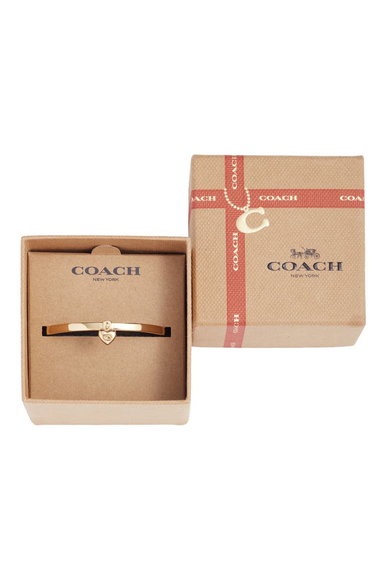 Heart Charm Hinge Bangle Bracelet, Main, color, SHINY GOLD