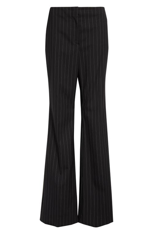 Sportmax Pinstripe Stretch Technical Wool Blend Gabardine Flare Pants In Black