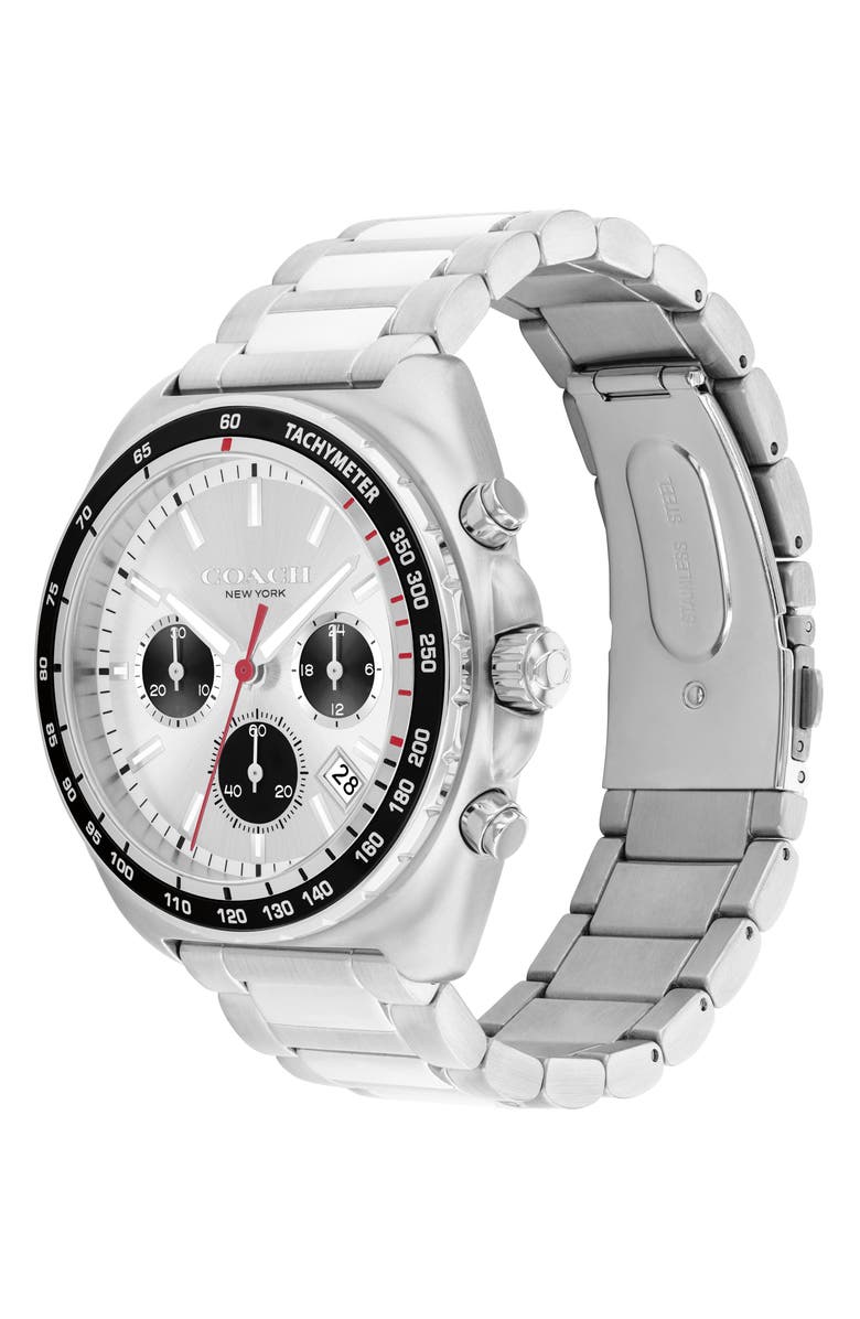 COACH Charter Chronograph Bracelet Watch, 44.5mm, Alternate, color, Silver