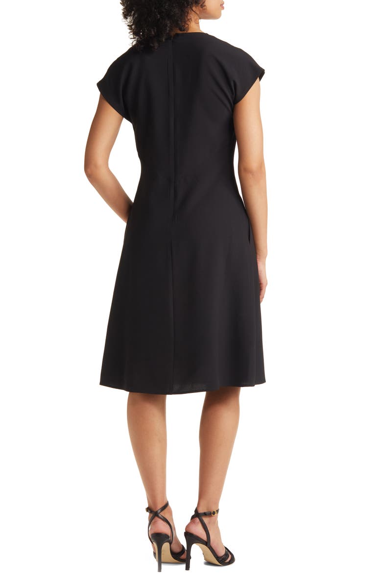 Tahari ASL V-Neck Twist Front Fit & Flare Dress, Alternate, color, 