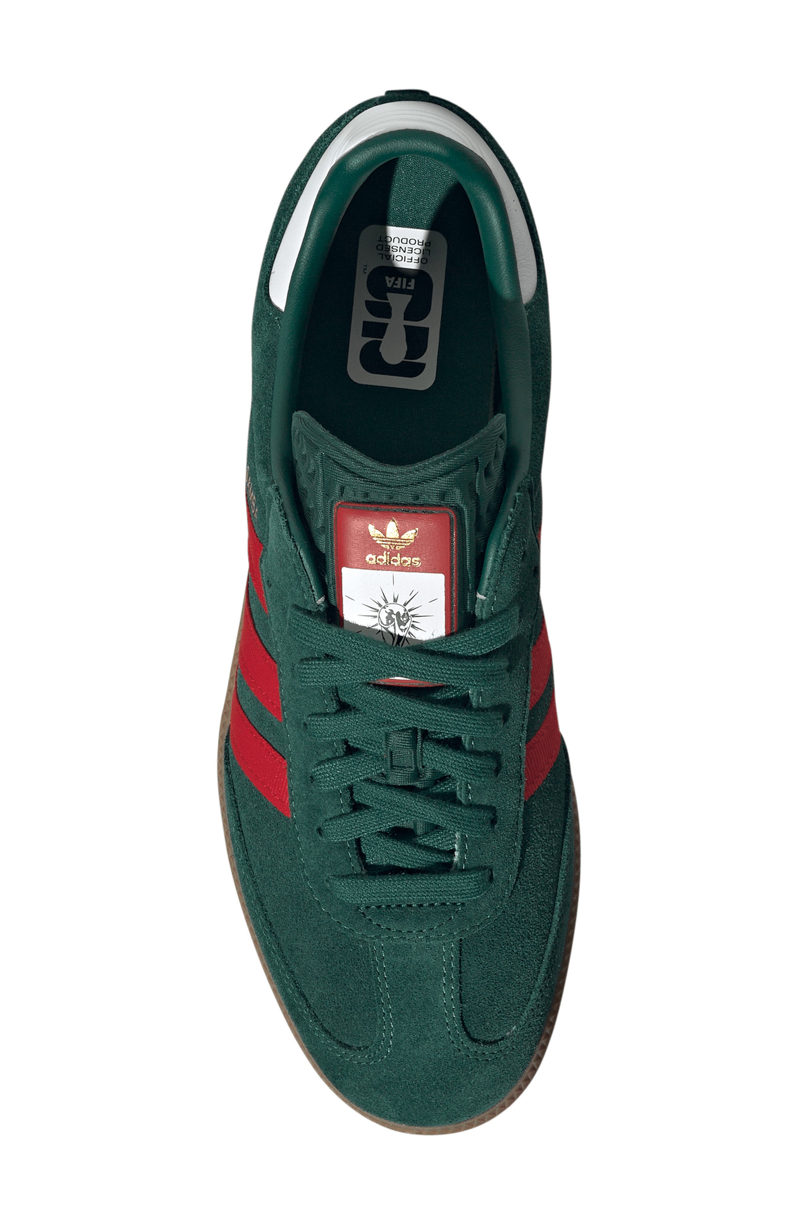 adidas x FIFA Gender Inclusive Samba OG Sneaker, Alternate, color, Team Dark Green/ Scarlet