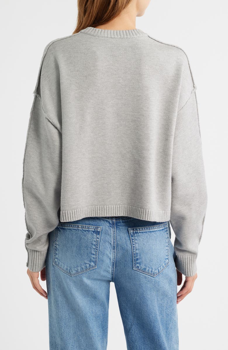 Good American Cozy Crewneck Sweater, Alternate, color, Melange Grey