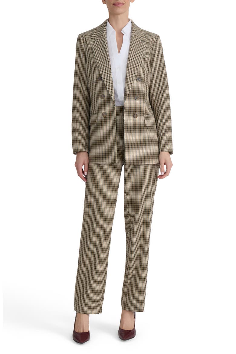 Houndstooth Longline Blazer, Alternate, color, NATURAL CAMEL MULTI