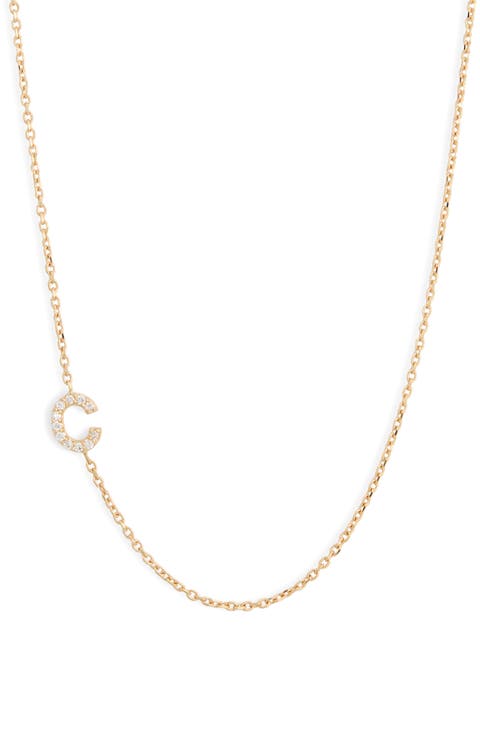 Love Letter Pavé Diamond Initial Pendant Necklace