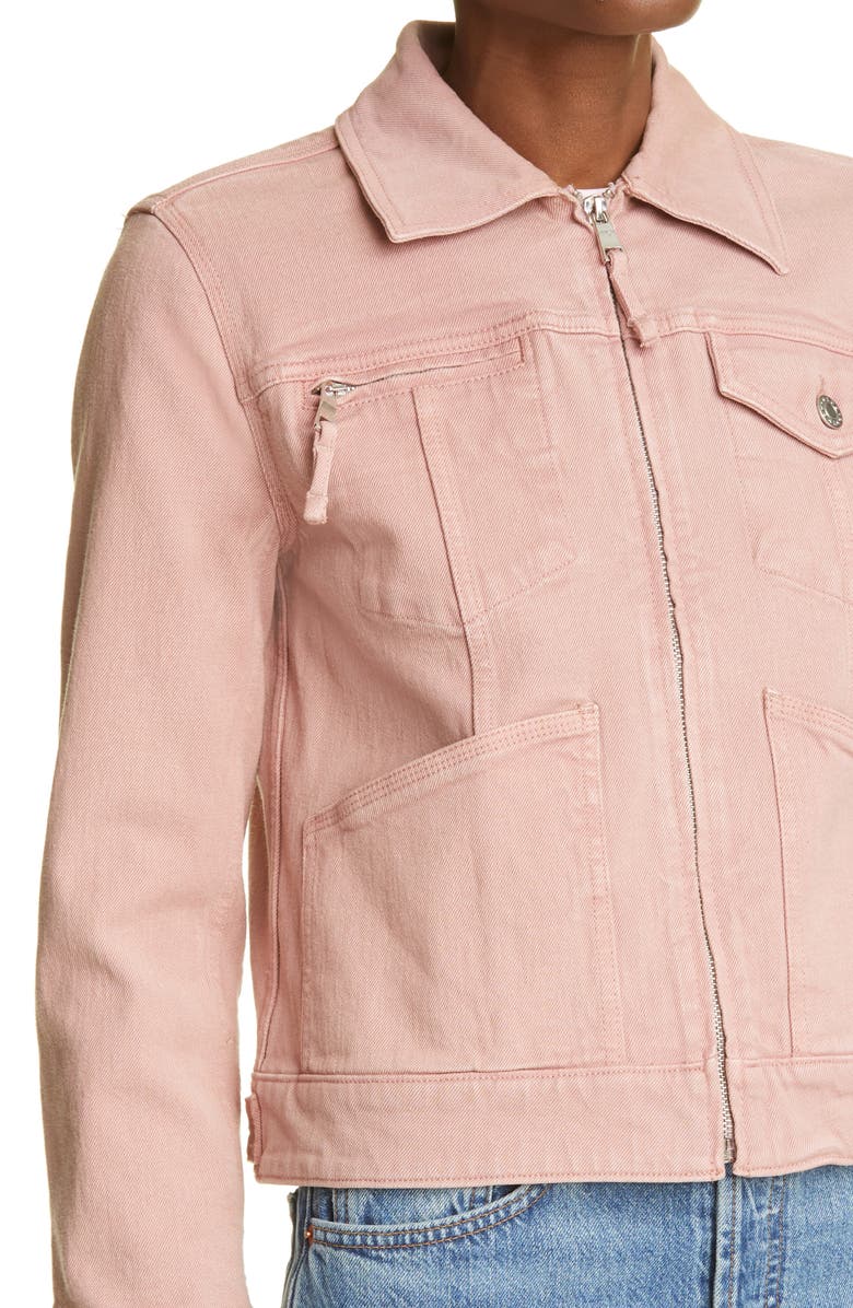 Club Monaco Zip Front Stretch Cotton Trucker Jacket, Alternate, color,