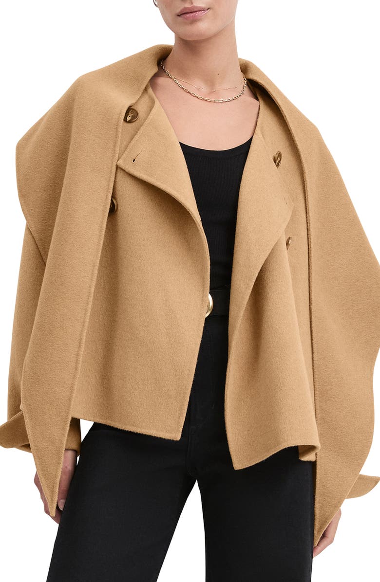 Favorite Daughter The Jamie Wool Blend Scarf Coat, Alternate, color, Camel