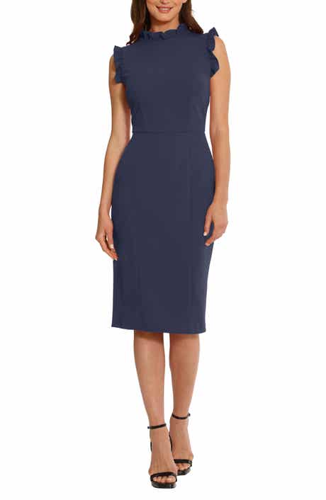 Maggy London Ruffle Mock Neck Sheath Dress