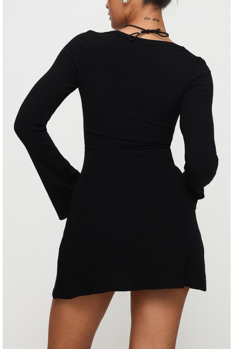 Best Interest Long Sleeve Rib Minidress, Alternate, color, BLACK