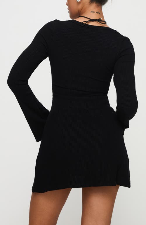 PRINCESS POLLY PRINCESS POLLY BEST INTEREST LONG SLEEVE RIB MINIDRESS