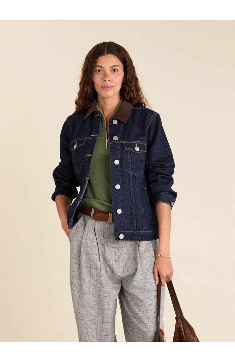 ZDNU 81043072 Nalan Denim Trucker Jacket, Alternate, color, Dark Denim & Dark Chocolate