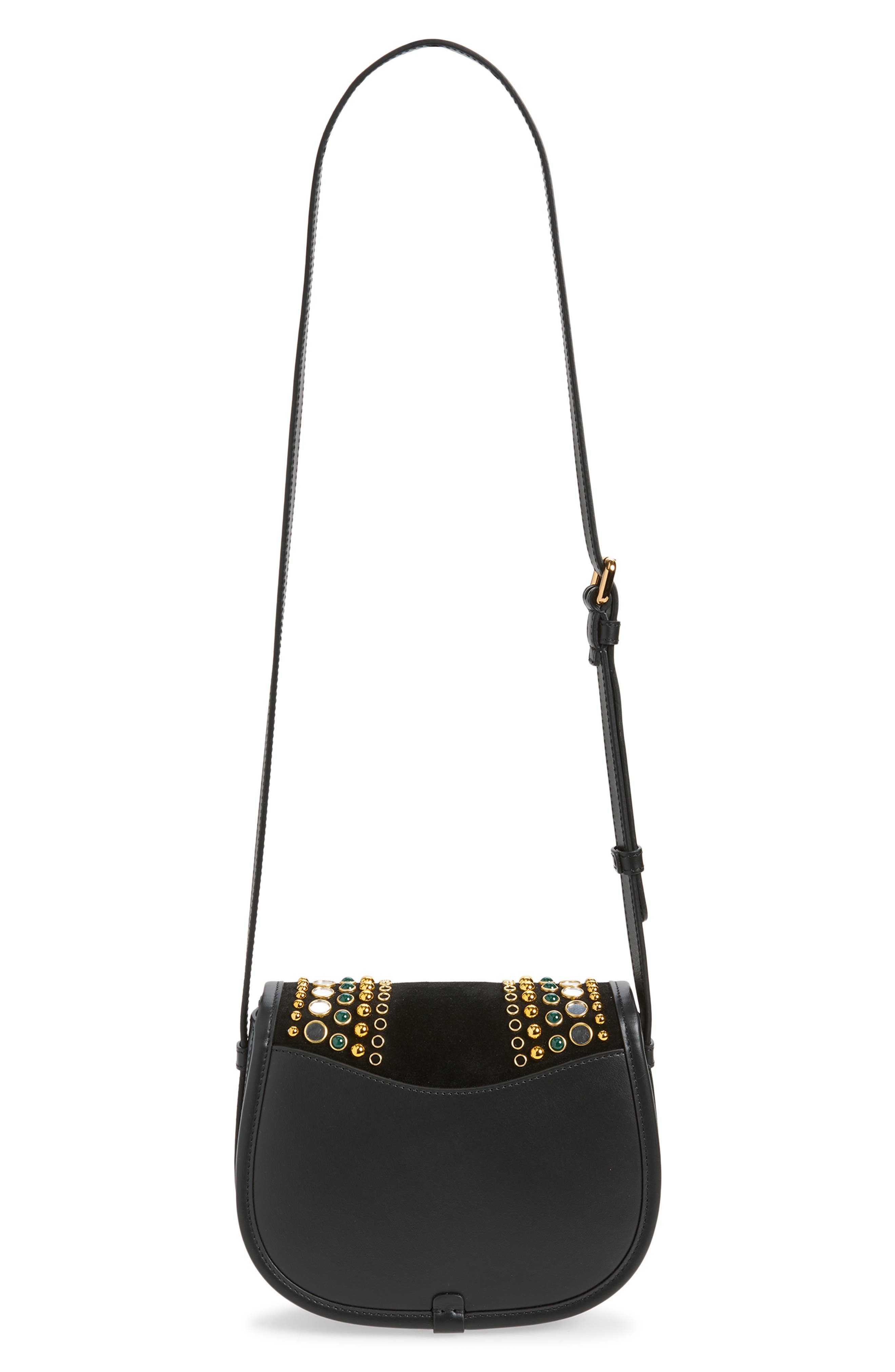 Caccetta Studded Suede Crossbody Bag, Alternate, color, BLACK