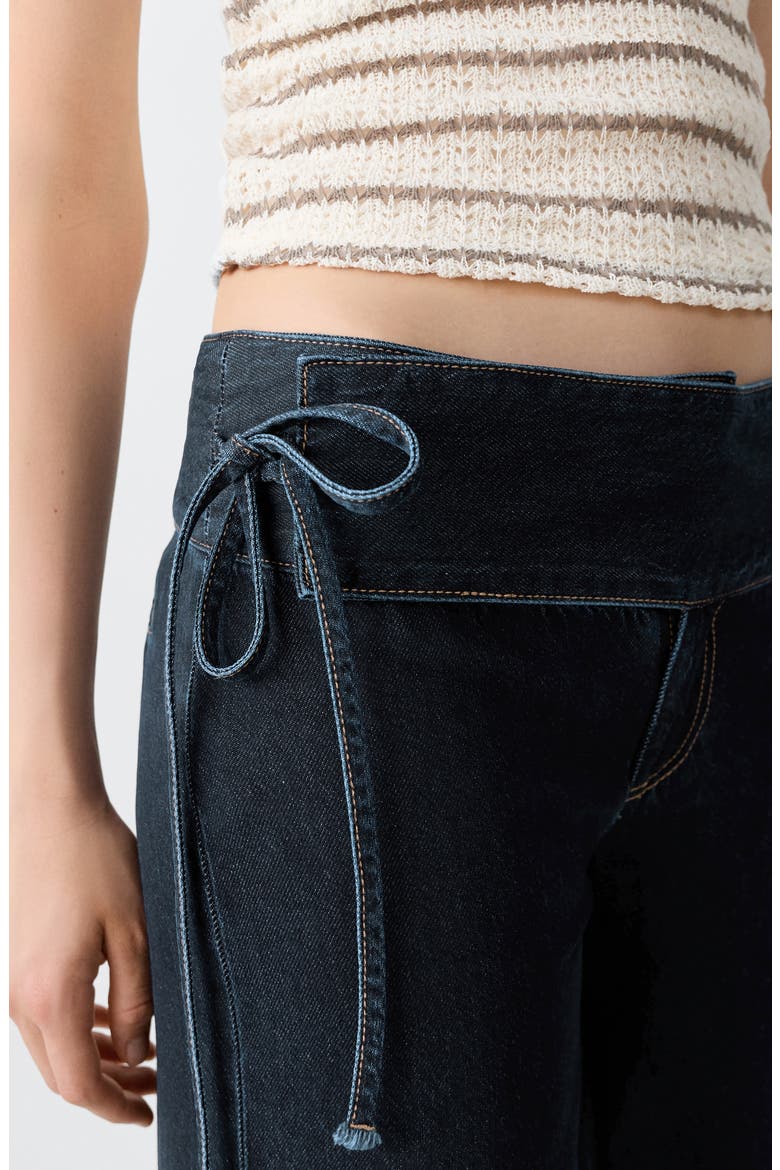 Kids' Tie Detail Wide Leg Jeans, Alternate, color, OPEN BLUE