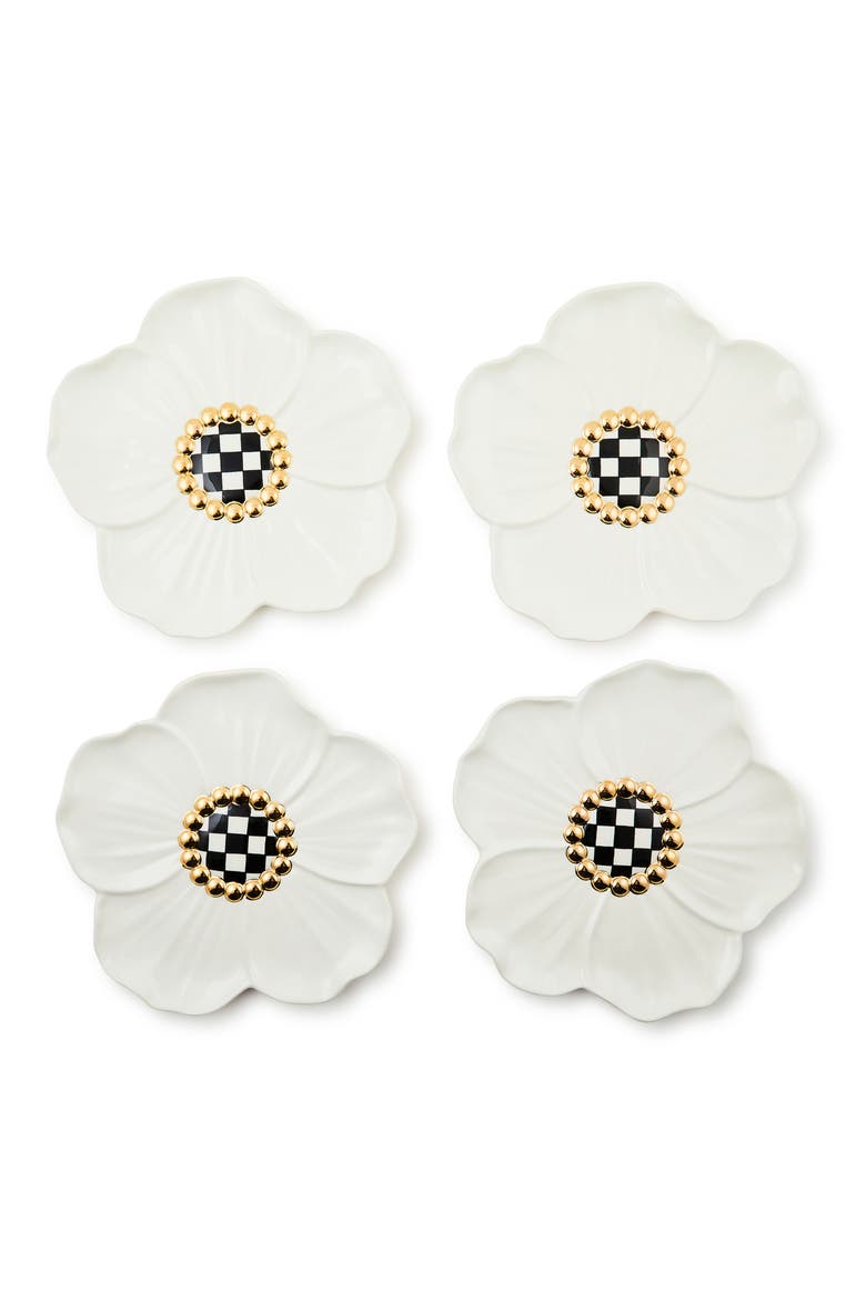 White Rabbit Set of 4 Dessert Plates, Main, color, WHITE