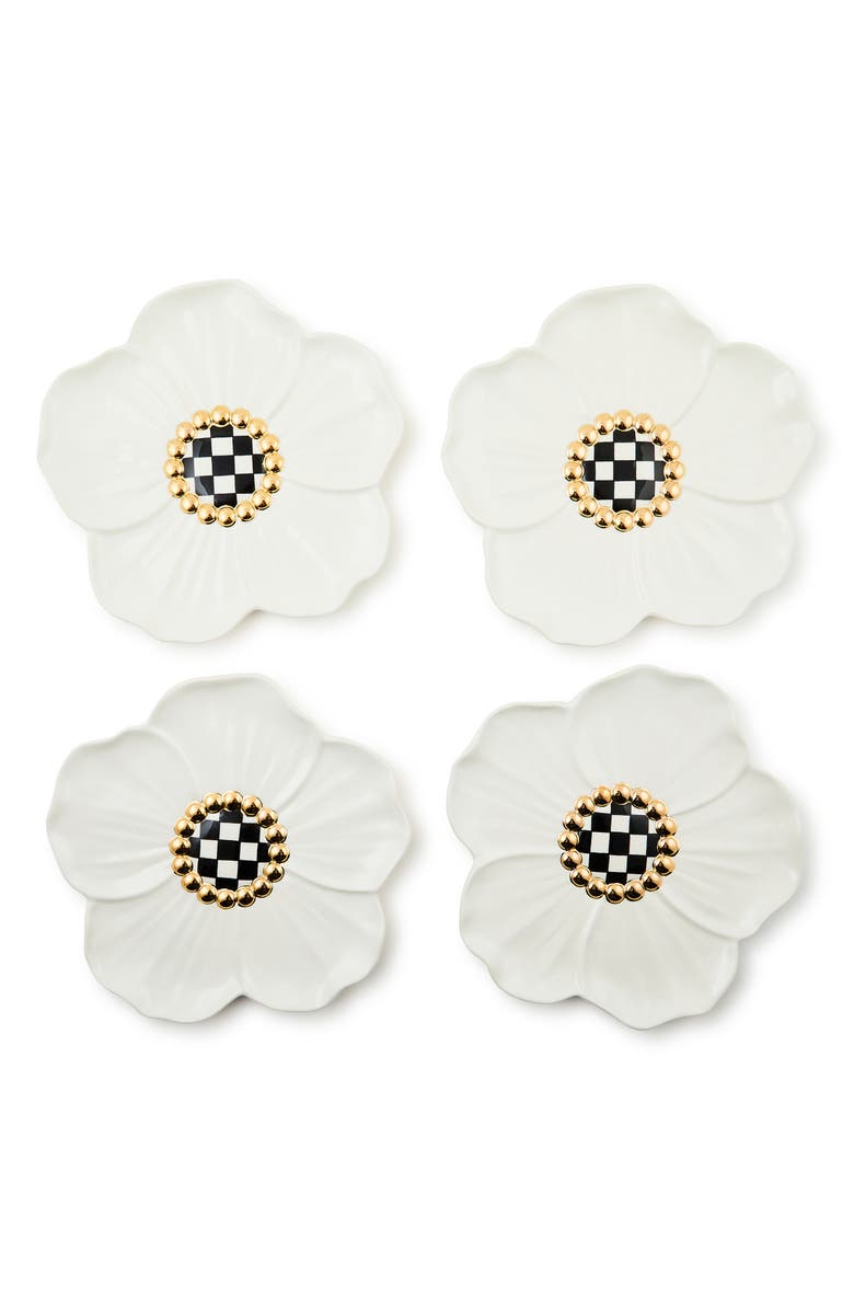 MACKENZIE CHILDS White Rabbit Set of 4 Dessert Plates, Main, color, White