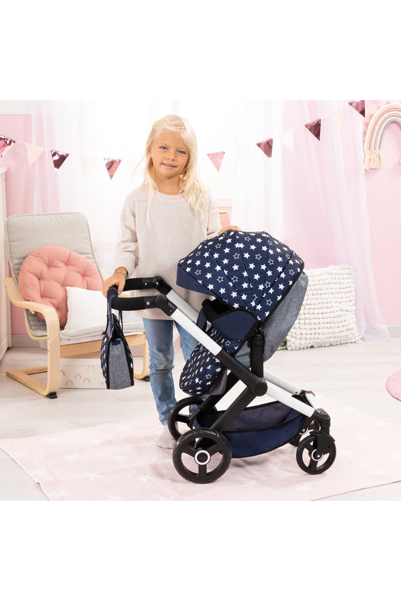 Pram Xeo Blue & White Stars Dolls Up to 18 Inch, Alternate, color, Multicolored