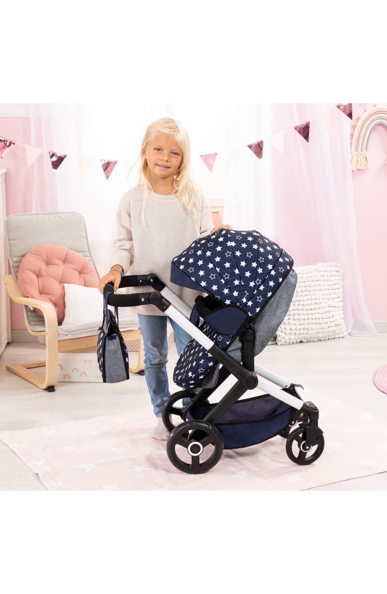 Bayer Design Pram Xeo Blue & White Stars Dolls Up to 18 Inch, Alternate, color, Multicolored