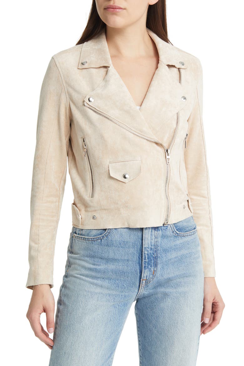 Faux Suede Moto Jacket, Alternate, color, BRICKWALL