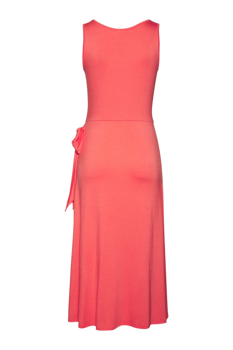 Sleeveless Wrap Look Dress, Alternate, color, Coral
