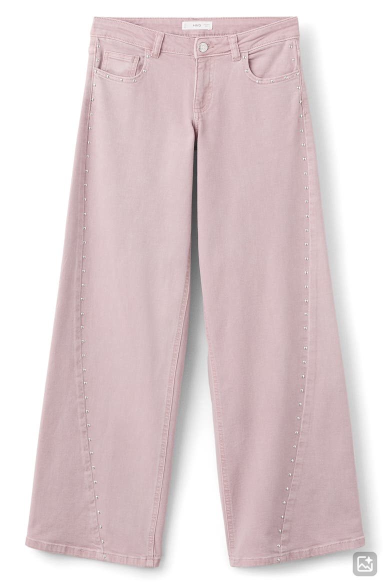 Stud Wide Leg Jeans, Alternate, color, PALE PINK