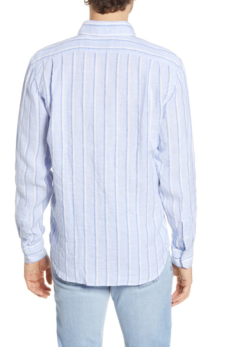 Paul Regular Fit Stripe Linen Button-Up Shirt, Alternate, color, WHITE & BLUE STRIPE