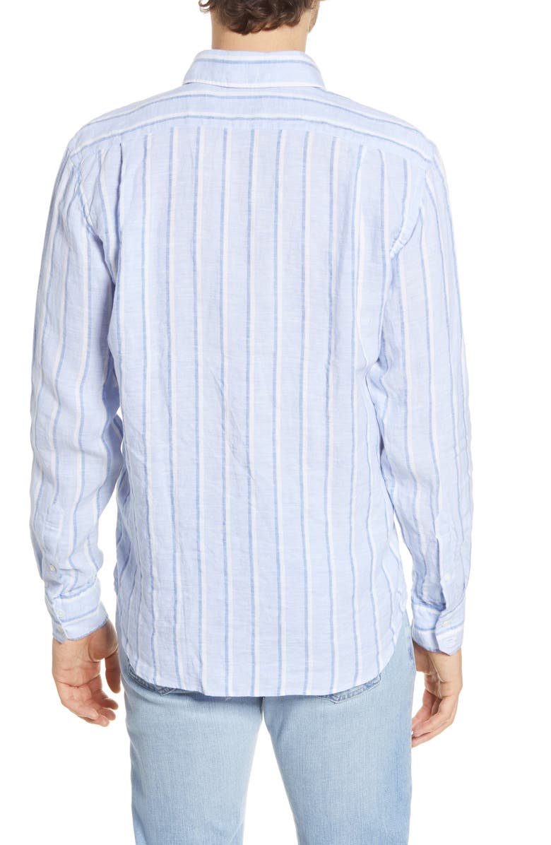 Hartford Paul Regular Fit Stripe Linen Button-Up Shirt, Alternate, color,