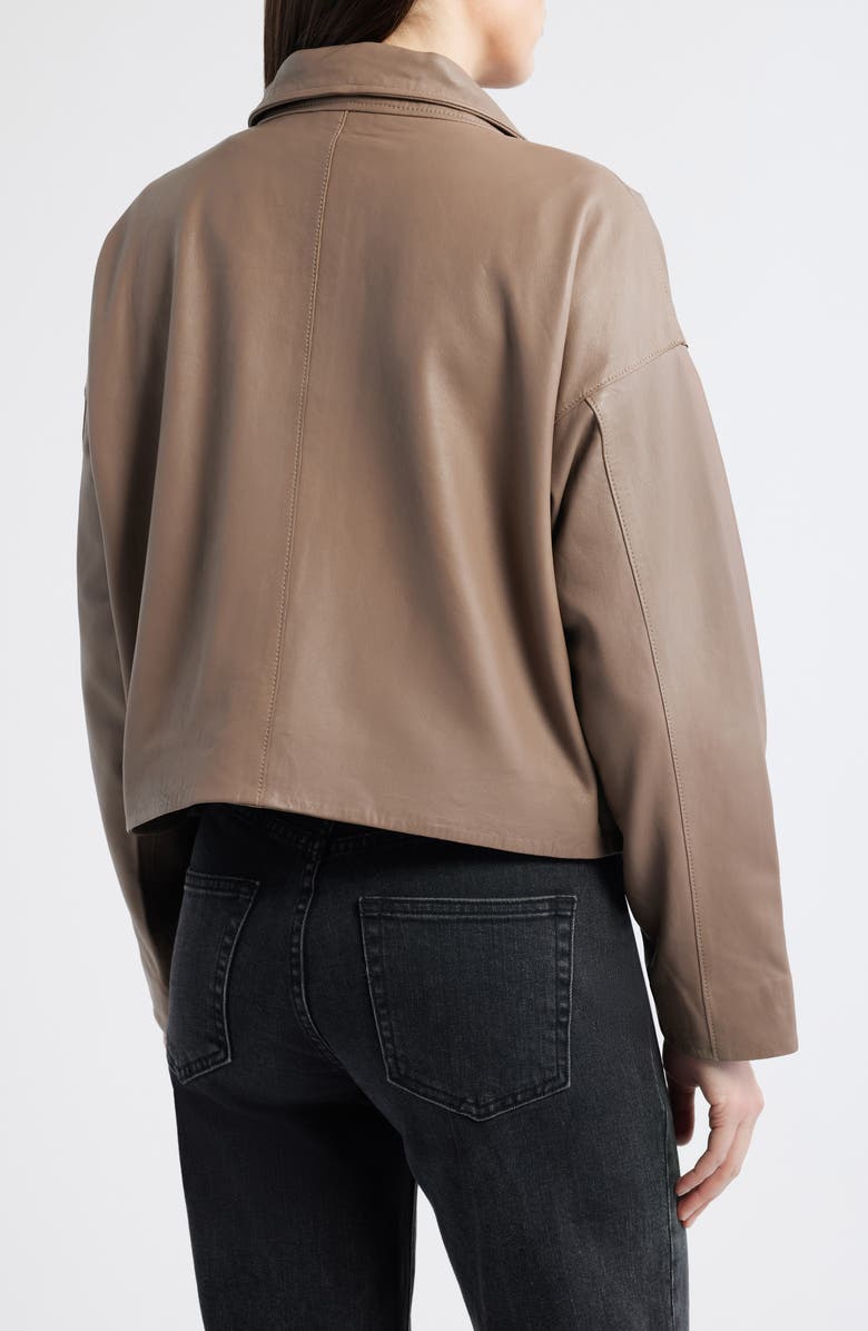 AllSaints Ryder Crop Leather Jacket, Alternate, color, Mocha Brown