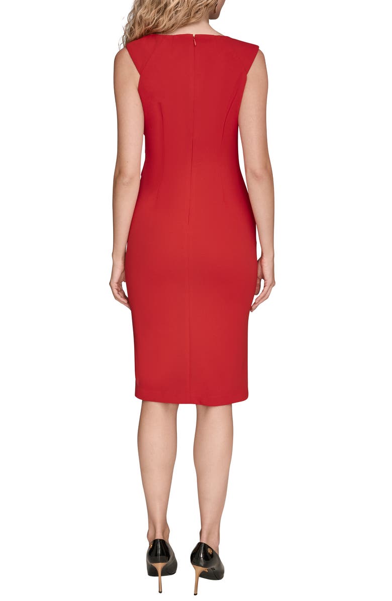 Donna Karan New York Asymmetric Stretch Crepe Sheath Cocktail Dress, Alternate, color, Red