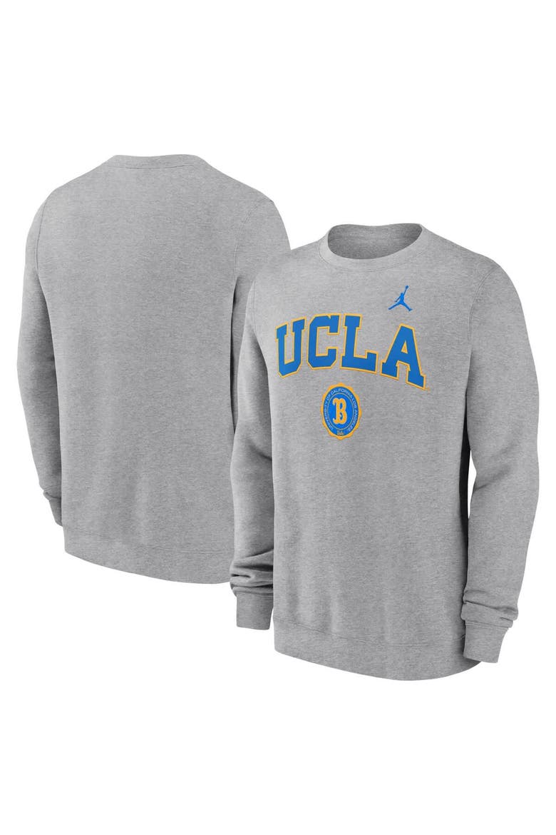 Men's Jordan Brand Heather Gray UCLA Bruins Legacy Classic Pullover Sweatshirt, Main, color, Heather Gray