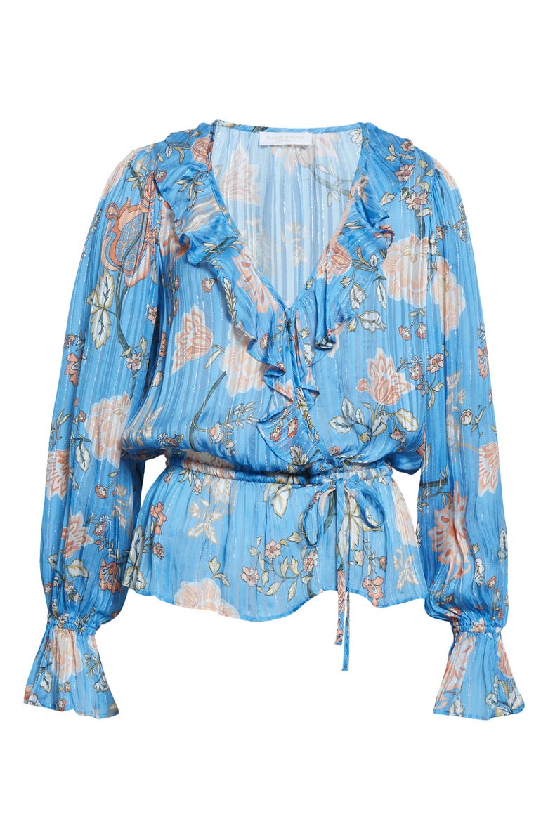 Ramy Brook Veronica Floral Metallic Ruffle Blouse, Alternate, color, 