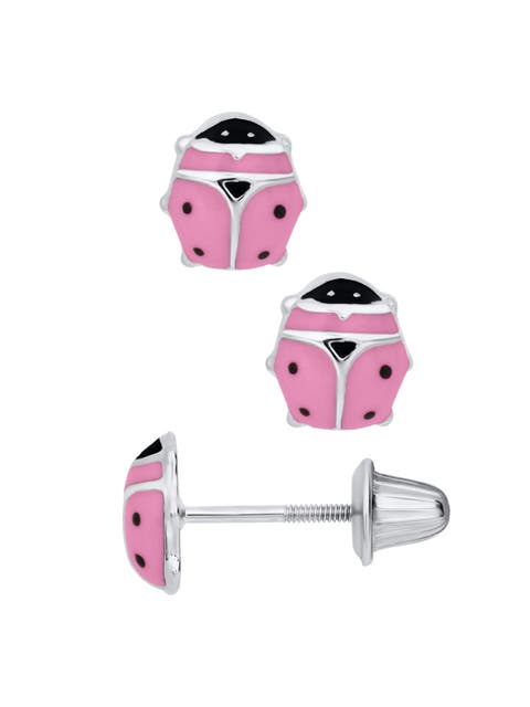 Sterling Silver Pink Ladybug Stud Earrings (Toddler, Little Kid & Big Kid)