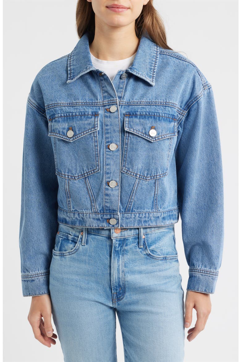 Patch Pocket Crop Denim Jacket, Alternate, color, VINTAGE WASH