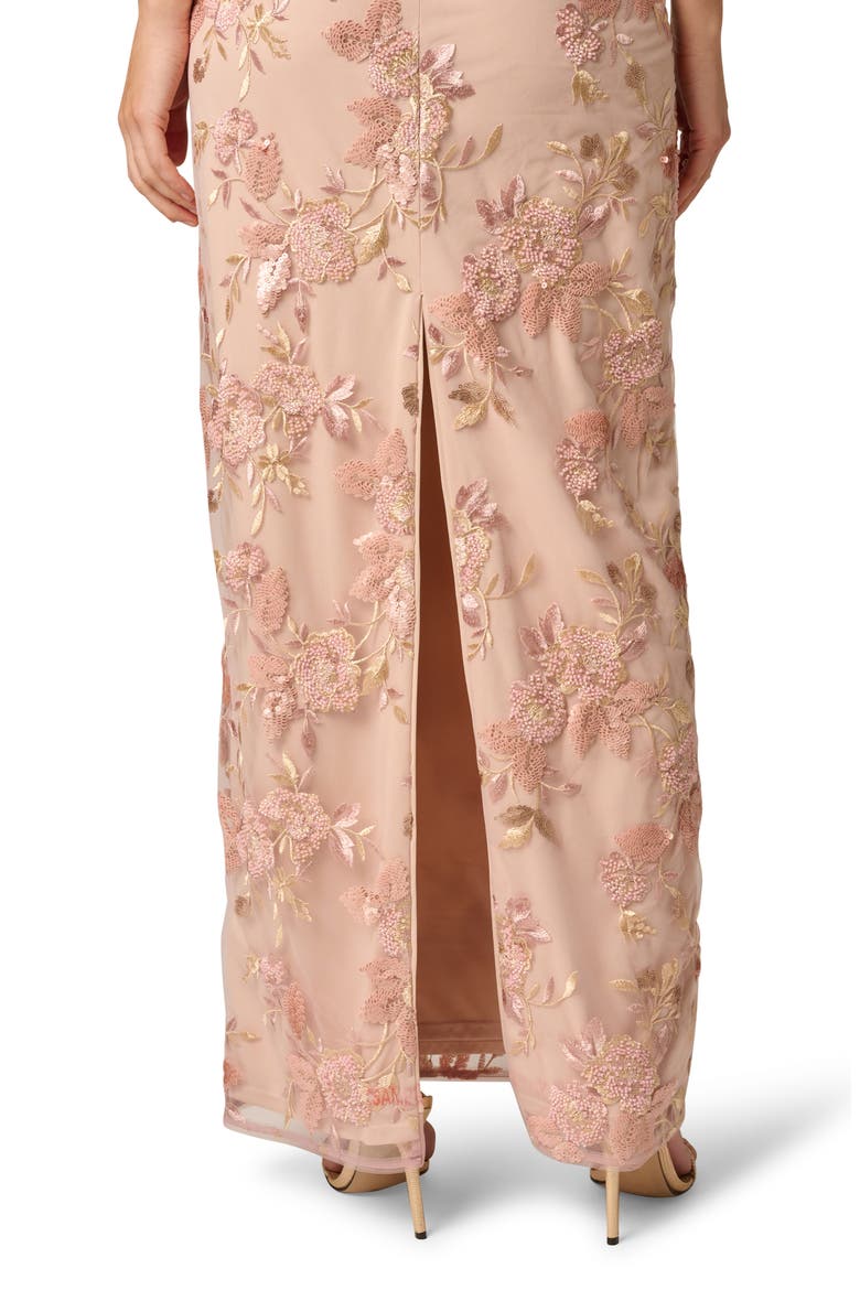 Embroidered Mesh Gown, Alternate, color, BLUSH
