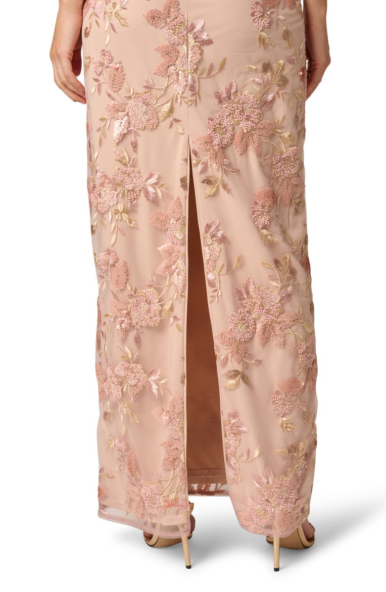 Aidan Mattox Embroidered Mesh Gown, Alternate, color,