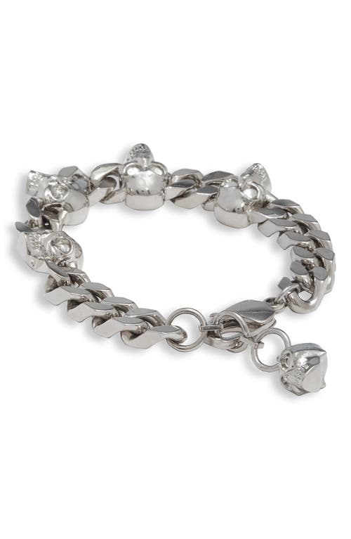 Alexander Mcqueen Silver-colored Chain Bracelet With Skull Details In Brass Men In Palladium