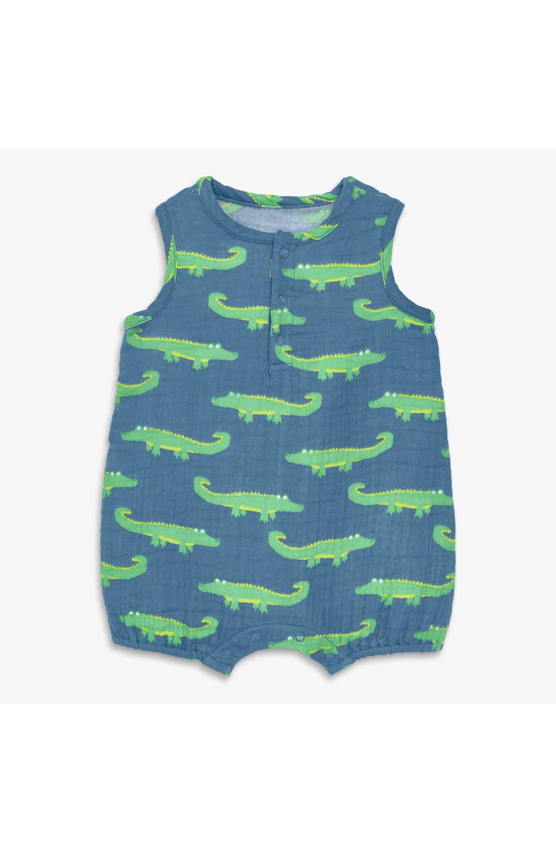 Primary Baby Cotton Gauze Bubble Shortie In Seasonal Prints, Main, color, Moonlight Alligators