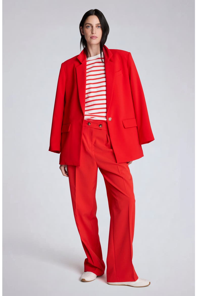 Pleat Front Wide Leg Pants, Alternate, color, LAVA RED