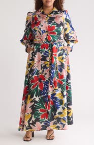 BY DESIGN Haiti Long Sleeve Maxi Shirtdress