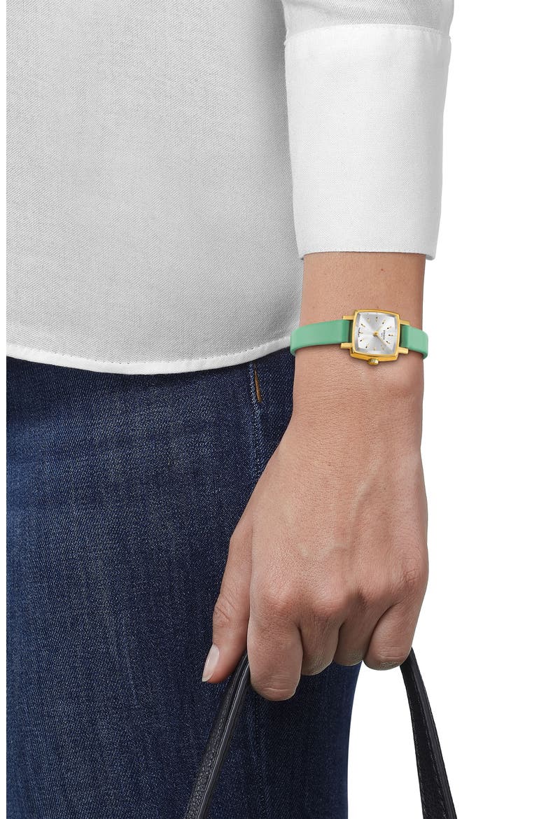 Lovely Summer Leather Strap Square Watch & Interchangeable Straps Set, 20mm, Alternate, color, SILVER