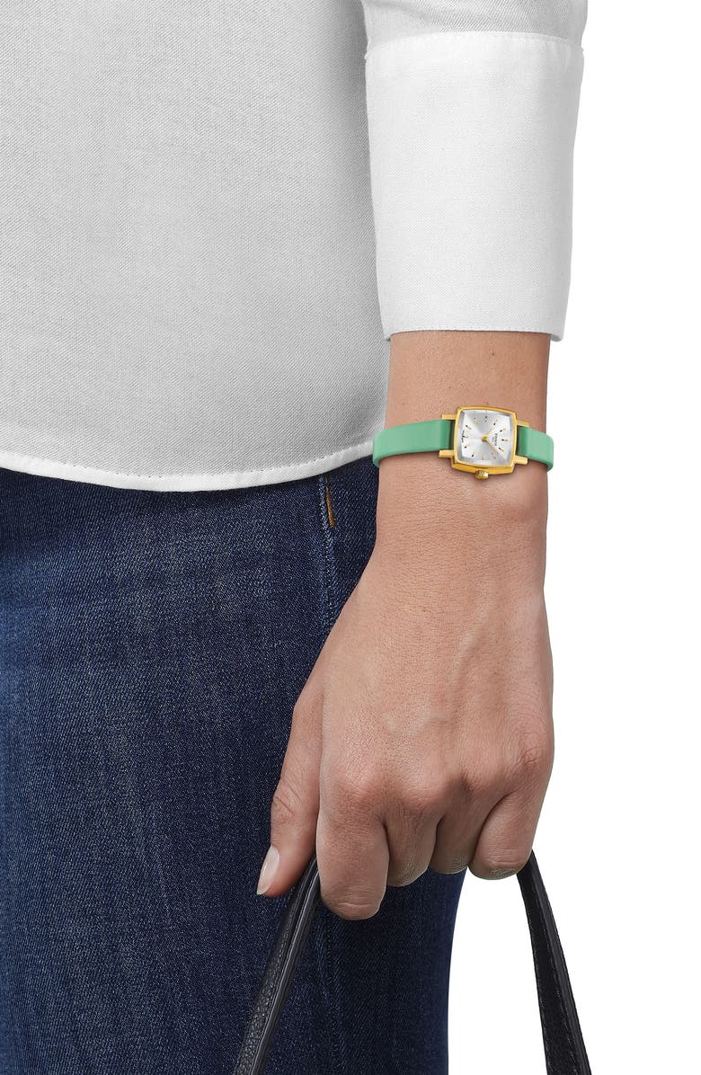 Tissot Lovely Summer Leather Strap Square Watch & Interchangeable Straps Set, 20mm, Alternate, color, Silver