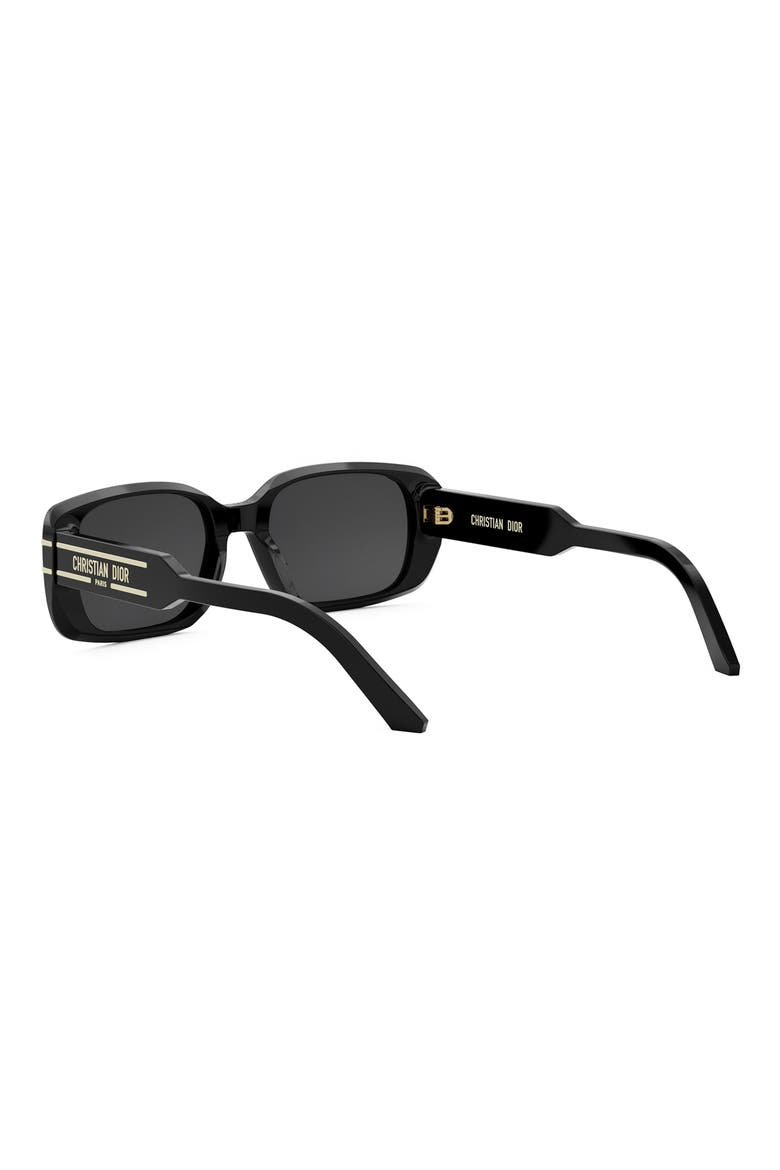 'DiorSignature S12I Rectangular Sunglasses, Alternate, color, SHINY BLACK / SMOKE