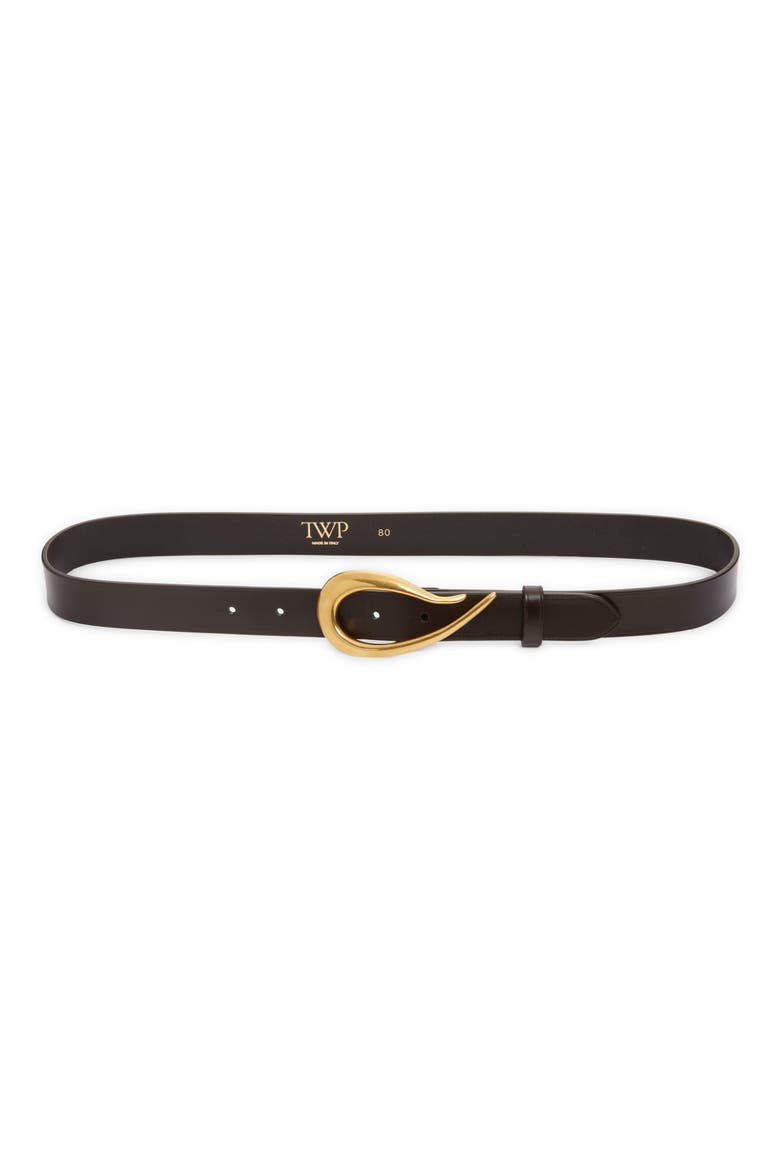 Snake Buckle Leather Belt, Main, color, DAKOTA